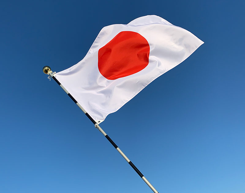 日本国旗 Cセット（テトロン素材：70×105cm・組立ポール：3ｍ6段