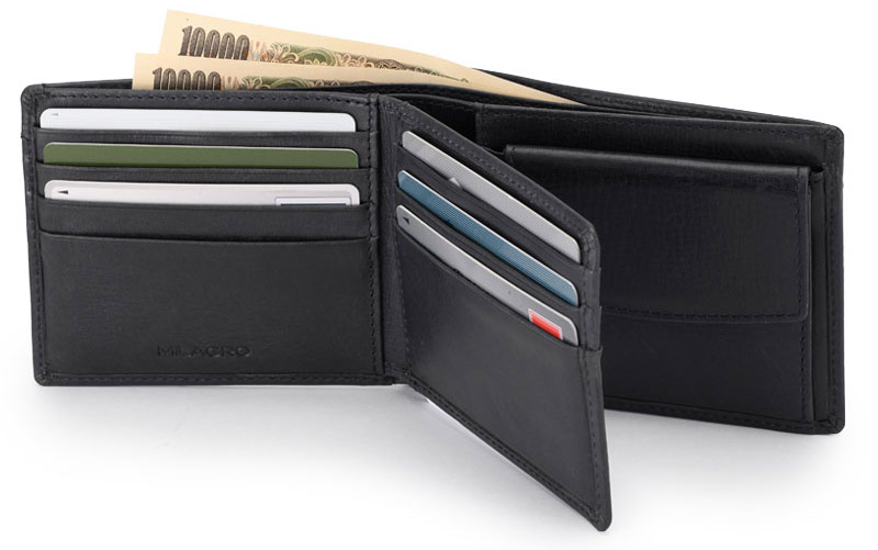 ビスポーク ミラグロ オイルプルアップレザー ベラ付き2つ折り財布
