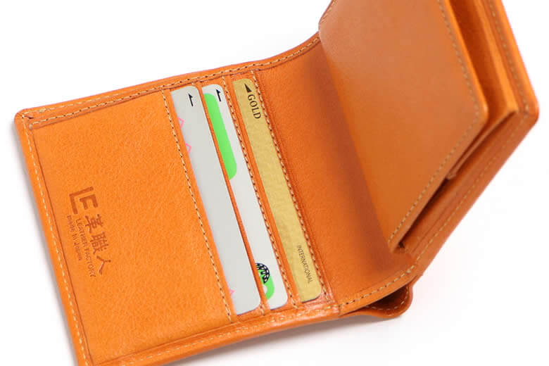 祥力 革職人 レザーファクトリー デュアルライン ボックス小銭入れ付き二つ折り財布