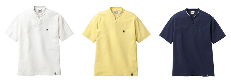 WOODS(ウッズ) 日本製 ラインリブ衿スキッパーシャツ