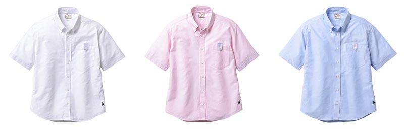 WOODS(ウッズ) 日本製 オックスフォード半袖ボタンダウンシャツ