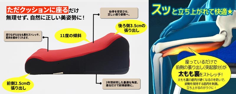 丸菱工業 日本製 立ち上がりをサポートする【ろっかん式ストレッチクッション】