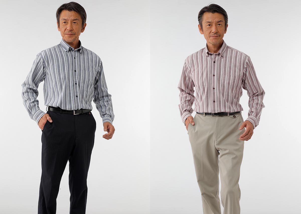 ハワード HUNTINGTON CLUB ストレッチネル長袖ボタンダウンシャツシャツ2色セット