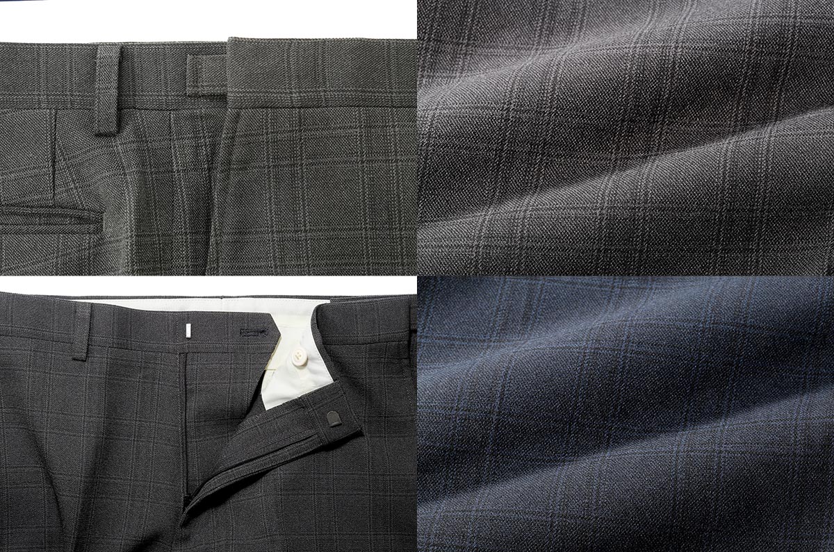 HUNTINGTON CLUB アジャスター付チェック柄ノータックスラックス