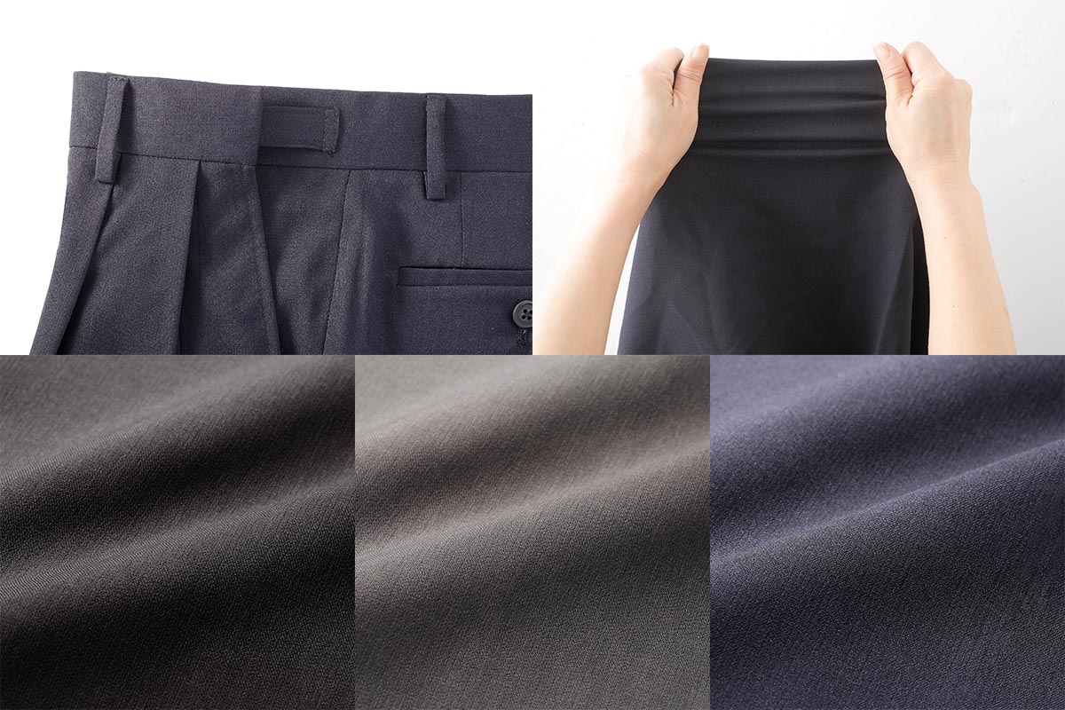 PAUL MILLER アジャスター付ストレッチツータックスラックス