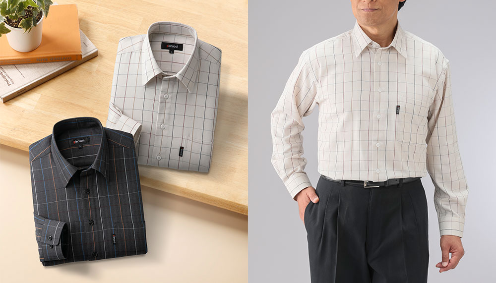 彩香 ピエルッチ ウインドーペン柄シャツ2色組(2枚:2色×各1枚)