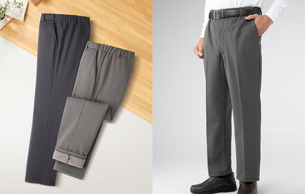 彩香 日本製あったか発熱チェック柄パンツ2色組