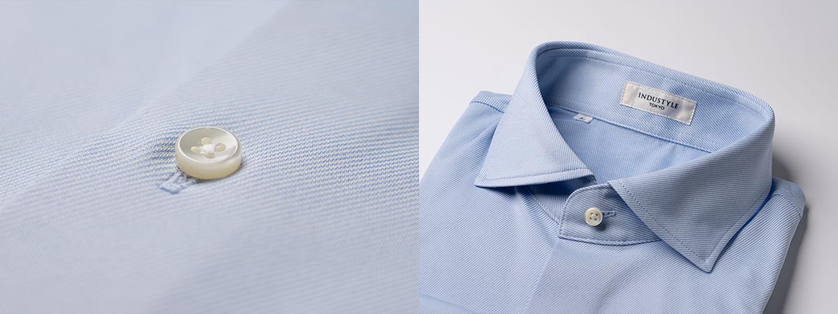 丸和繊維工業 INDUSTYLE TOKYO ツイル ワイドカラーシャツ レギュラーフィット 長袖
