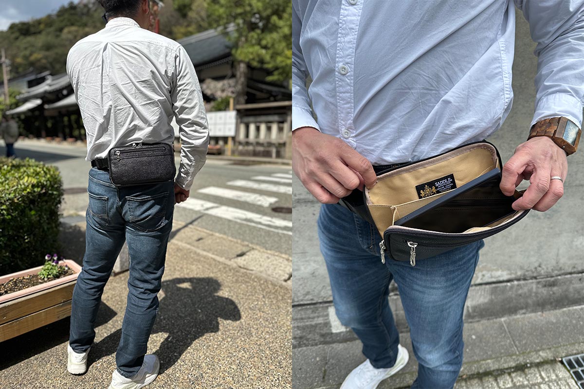 平野 サドル 牛革ウエストポーチ 25966-01 1個