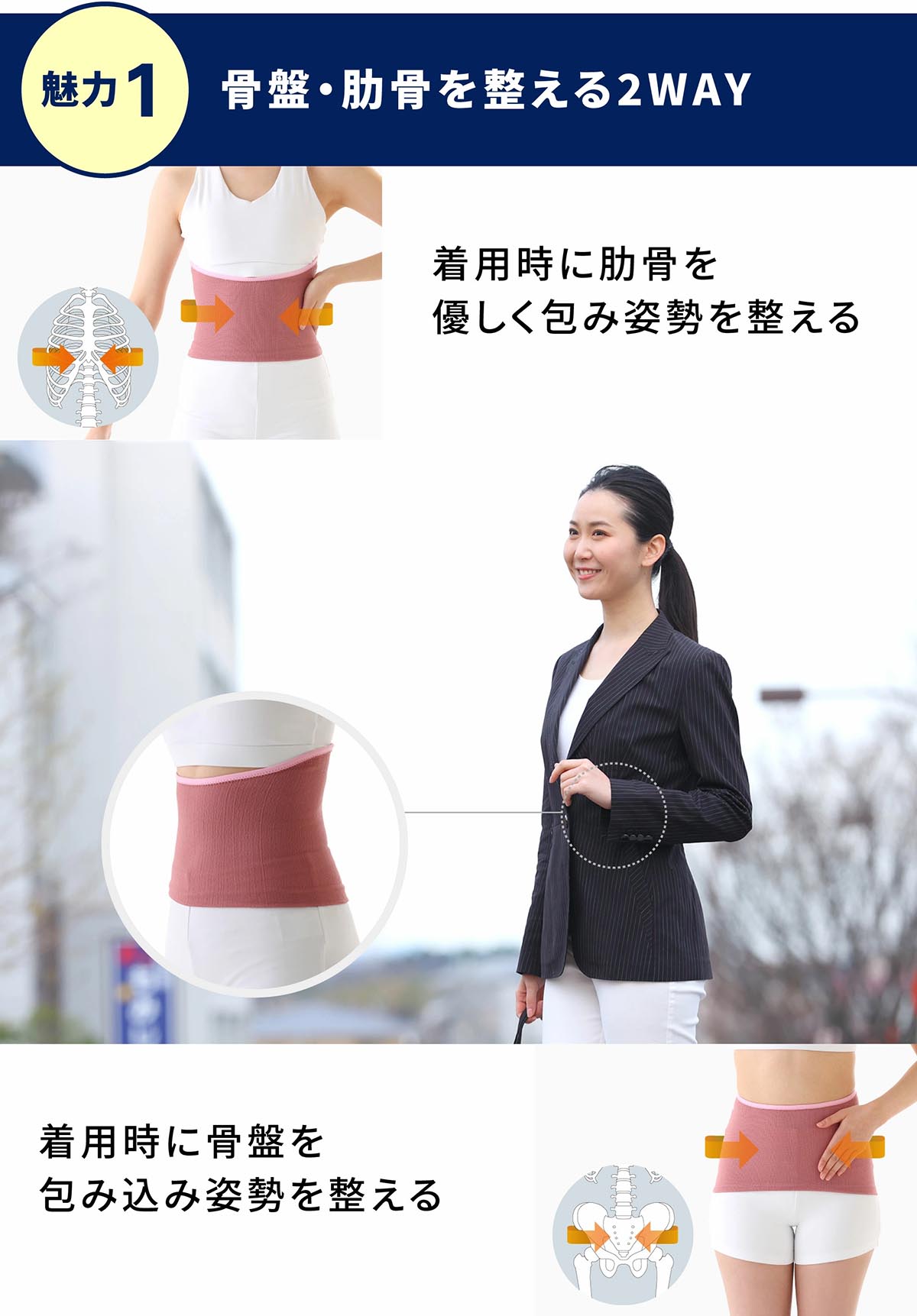 ピーエーエス 作業療法士開発 巻くだけ動きやすい 日常の快適姿勢をサポートする2WAY体幹サポーターFitto（フィット）