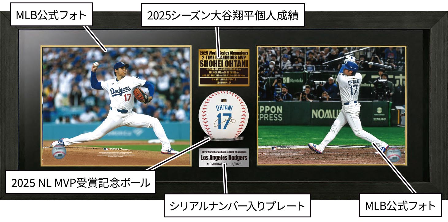 「大谷翔平」2025年MVP記念 シリアルナンバー入りサイン入りボール額装