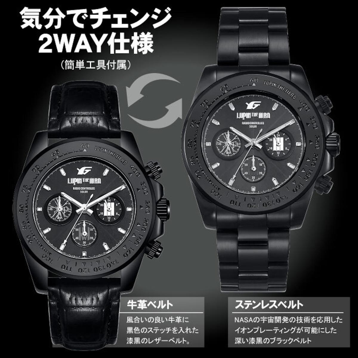 LUPIN THE IIIRD × FULTON シリアルナンバー入り電波ソーラークロノグラフ腕時計