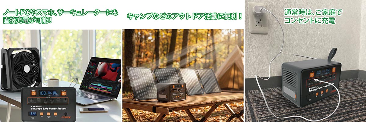 メテックス EVER Bright(エバーブライト) FMメガセーフパワーステーション&31W防水ソーラーパネルセット