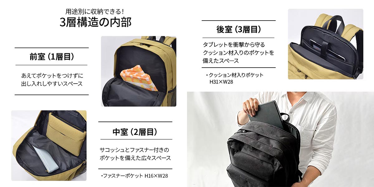 平野 モビーズ サコッシュ付きリュック（デイパック用レインカバー）セット