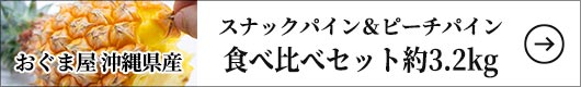 おぐま屋 沖縄県産 スナックパイン＆ピーチパイン 食べ比べセット 約3.2kg（約800g×2玉×2種）