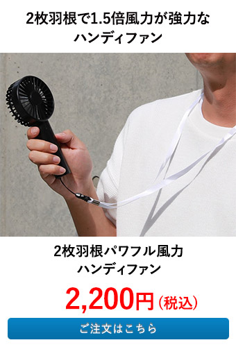 2枚羽根パワフル風力ハンディファン