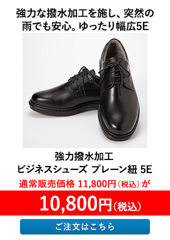 強力撥水加工 ビジネスシューズ プレーン紐 5E