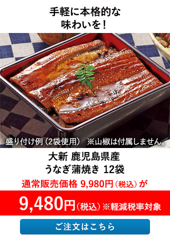 大新 鹿児島県産 うなぎ蒲焼き 12袋