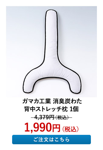 ガマカ工業 消臭炭わた 背中ストレッチ枕
