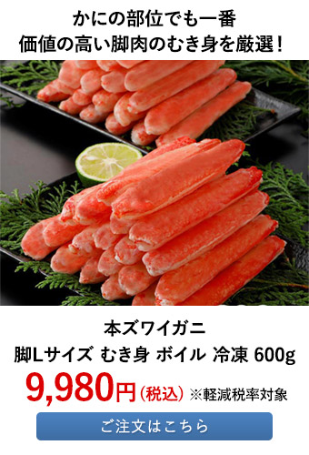 本ズワイガニ 脚Lサイズ むき身 ボイル 冷凍 600g