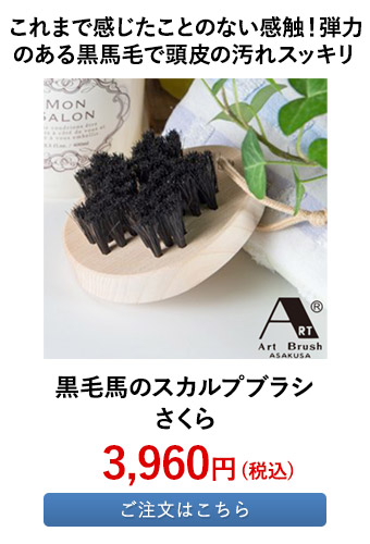黒毛馬のスカルプブラシ さくら