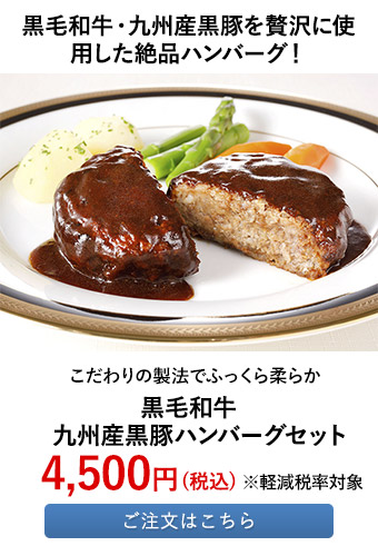 黒毛和牛・九州産黒豚ハンバーグセット