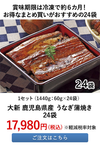 大新 鹿児島県産 うなぎ蒲焼き 24袋