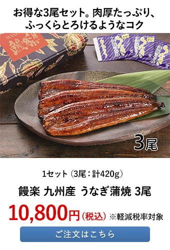 饅楽 九州産 うなぎ蒲焼 3尾