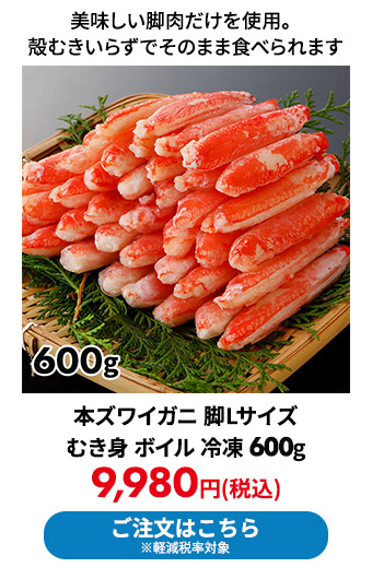 本ズワイガニ 脚Lサイズ むき身 ボイル 冷凍 600g