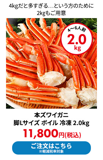 本ズワイガニ 脚Lサイズ ボイル 冷凍 2.0kg