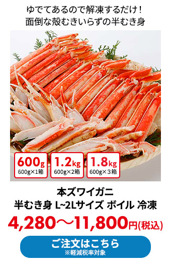 本ズワイガニ 半むき身 L~2Lサイズ ボイル 冷凍 