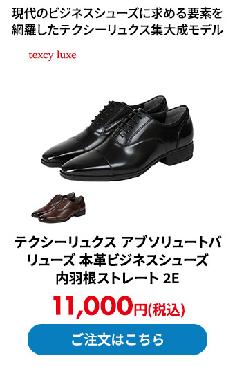 テクシーリュクス アブソリュートバリューズ 本革ビジネスシューズ 内羽根ストレート 2E