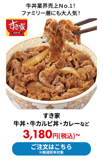 すき家の牛丼・牛カルビ丼・カレーなど
