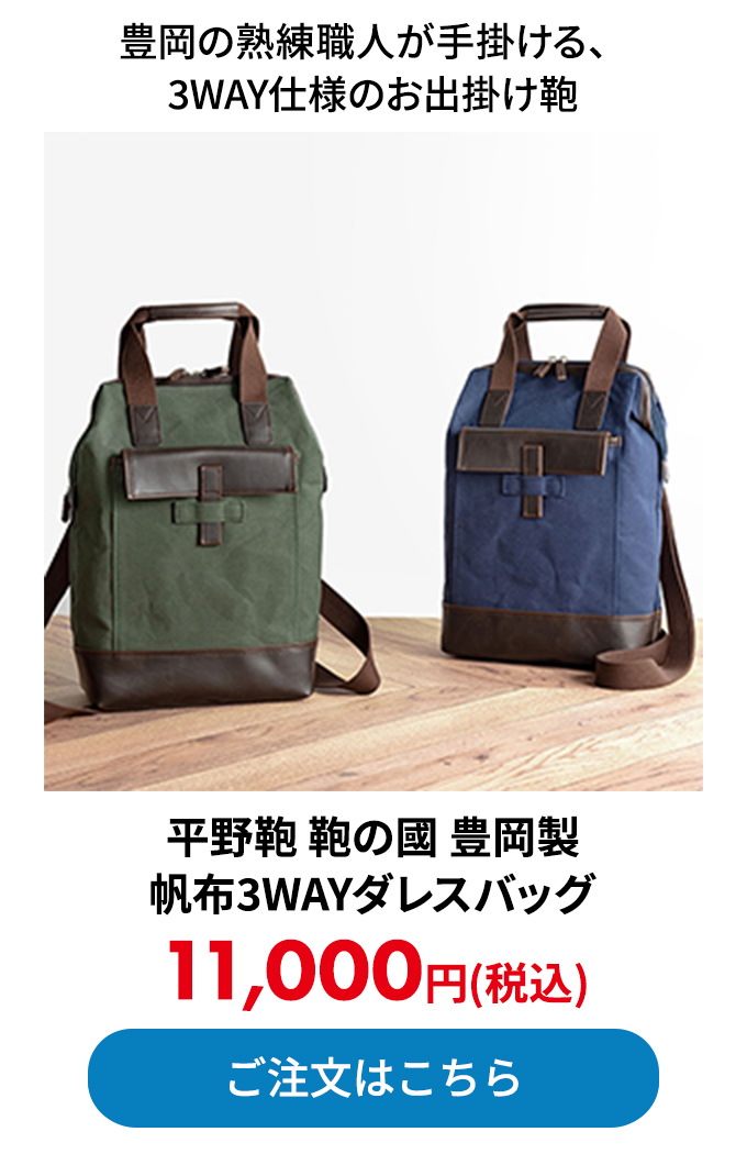 平野鞄 鞄の國 豊岡製 帆布3WAYダレスバッグ  