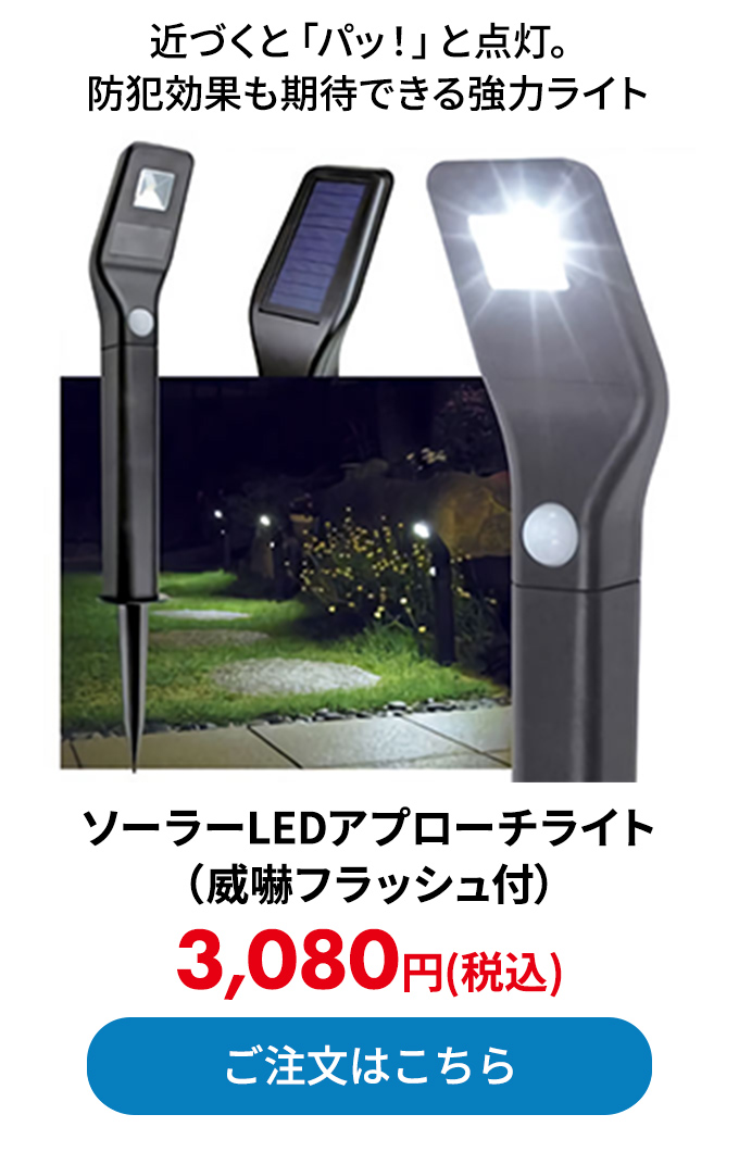 ソーラーLEDアプローチライト（威嚇フラッシュ付）