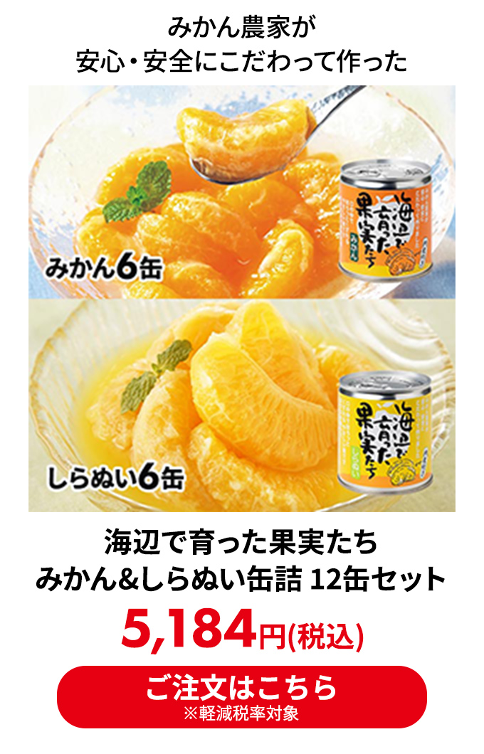 海辺で育った果実たち みかん&しらぬい缶詰 12缶セット