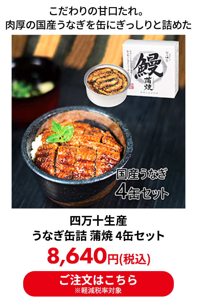 四万十生産 うなぎ缶詰 蒲焼 4缶セット