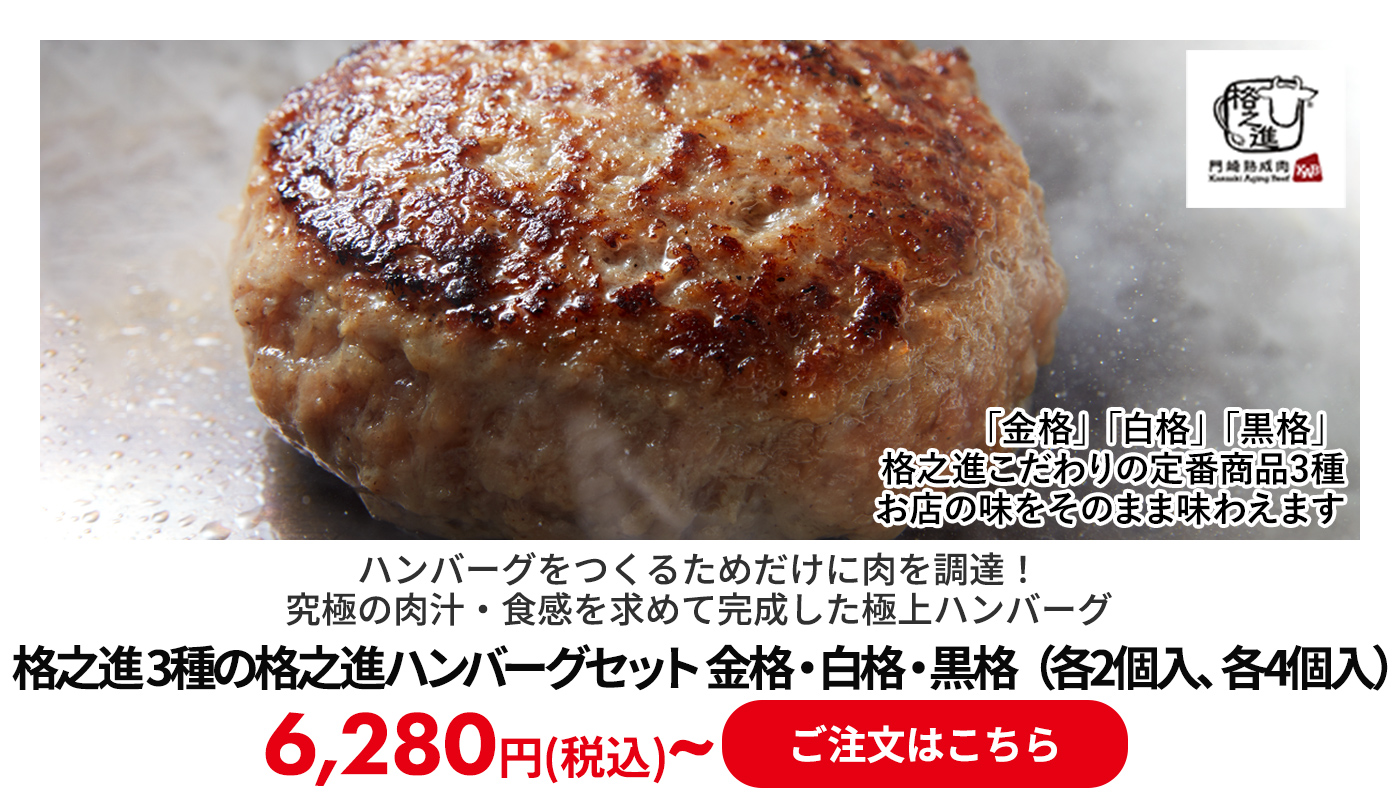 格之進 3種の格之進ハンバーグセット 金格・白格・黒格 （各2個入、各4個入）