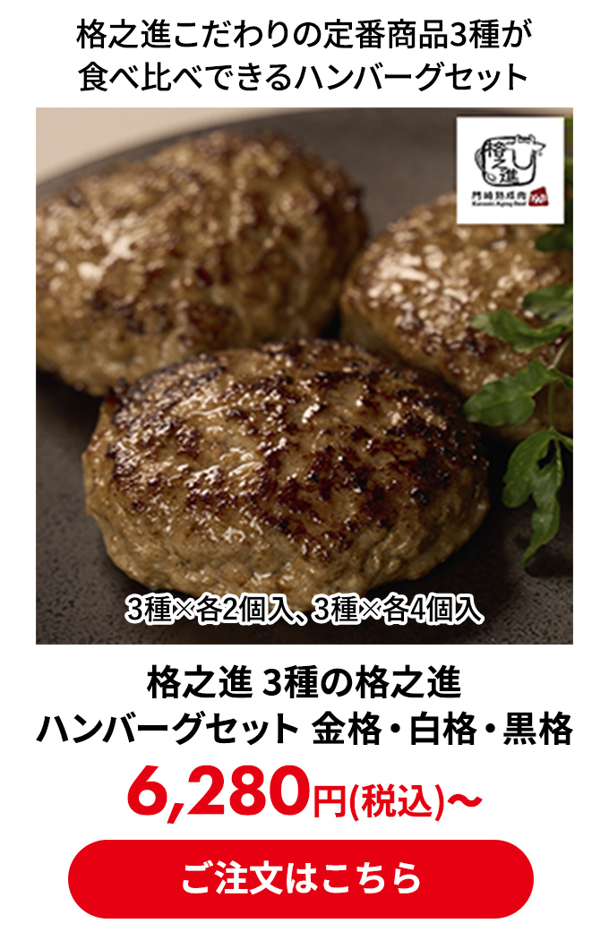 格之進 3種の格之進ハンバーグセット 金格・白格・黒格