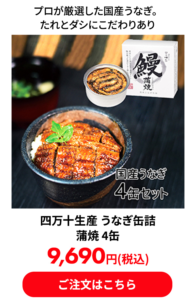 四万十生産 うなぎ缶詰 蒲焼 4缶