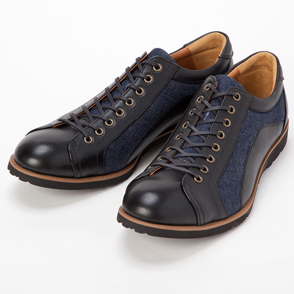 日本製 デニムコンビレザーシューズ