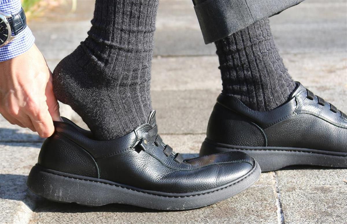 【産経限定】 金谷製靴 カネカ 楽らくゴム紐の柔らか牛革シューズ GOLF0235