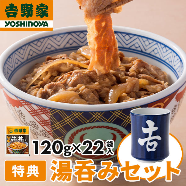 【数量限定】 吉野家 牛丼の具 22袋入 湯呑みセット