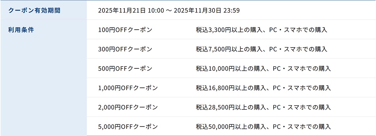 最大5,000円OFFクーポン配布中!「冬のお客様感謝祭」注目アイテム