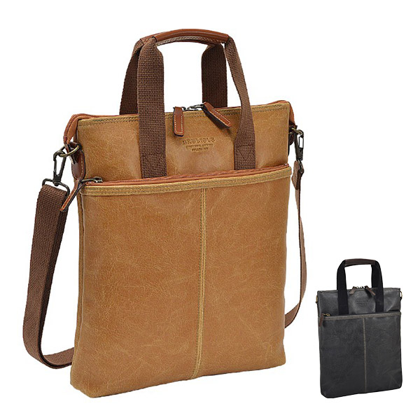 ブレリアス 白化合皮 薄マチ2WAY縦型バッグ