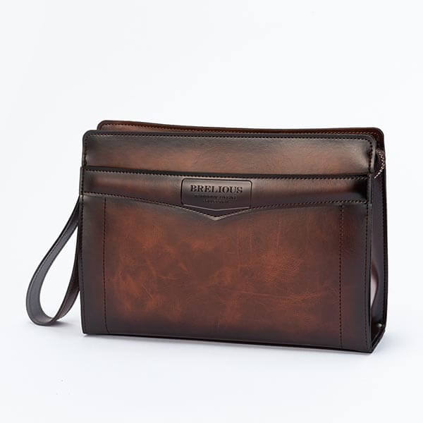 ブレリアス 日本製 アンティーク加工 合皮セカンドポーチ A5対応