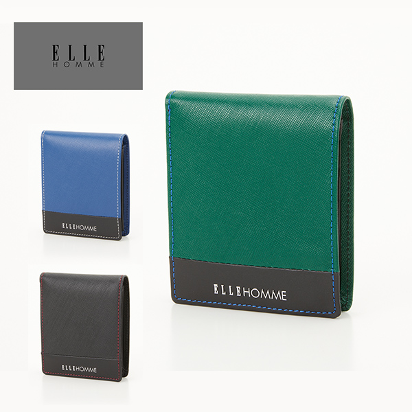 【アウトレット】ELLE HOMME(エルオム) マルセイユ 二つ折り財布（小銭入れ有） 1個