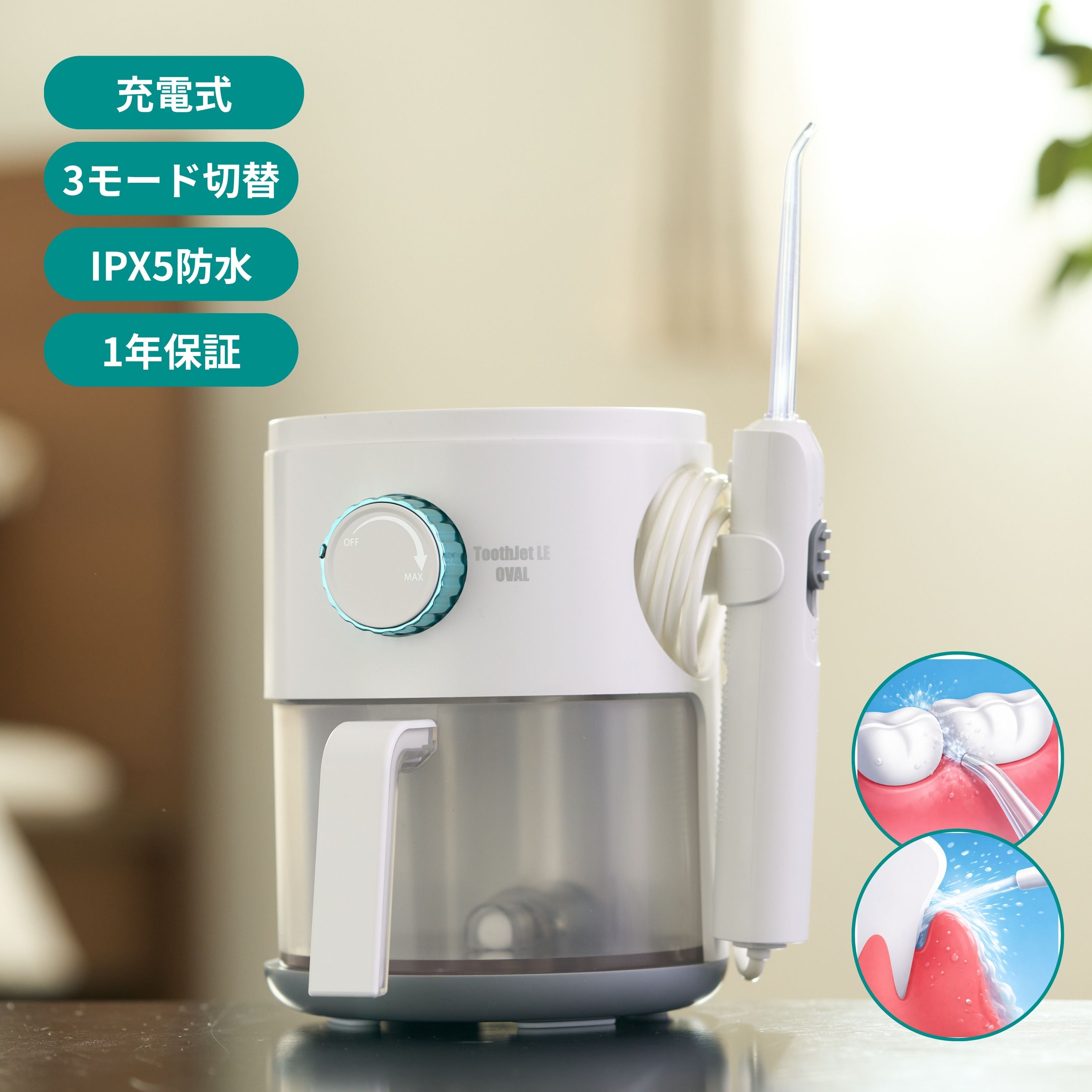 充電式 口腔洗浄機 トゥースジェットOVAL EH-2804