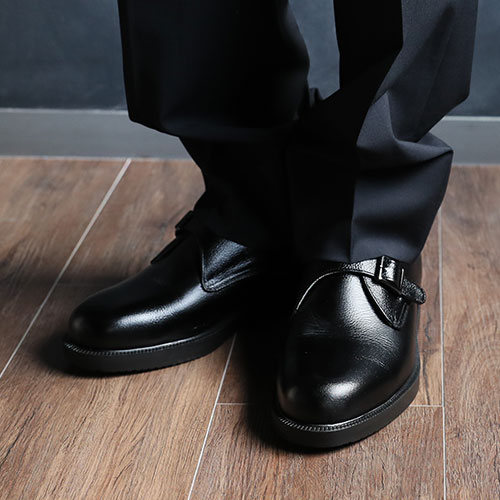 北嶋製靴 牛革モンクプレーンシューズ 5.5cmヒールアップ 1足