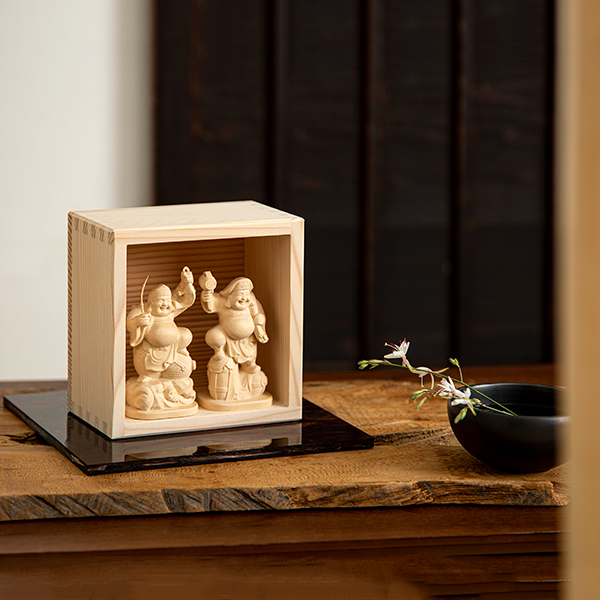 木彫りの大黒天、恵比寿 大黒天、恵比寿 4体